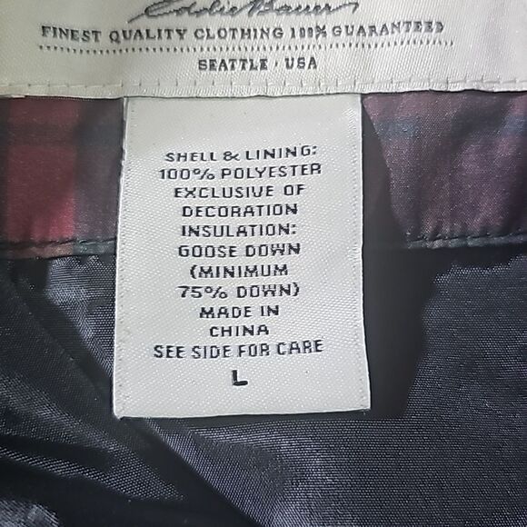 EDDIE BAUER Women’s Quilted Plaid Goose Down Vest - Size Large - Picture 10 of 10